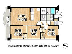 向島ニュータウン第三街区3-C棟 3LDKの間取図画像