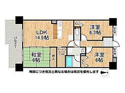 パデシオン宇治木幡2番館 3SLDKの間取図画像