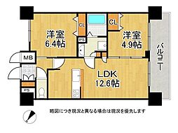 CRYSTALGLANZ京都西大路 2LDKの間取図画像