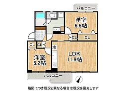 男山第4住宅304棟 2LDKの間取図画像