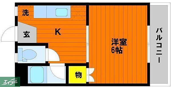 岡山県岡山市北区野田2丁目(賃貸マンション1K・3階・18.36㎡)の写真 その2