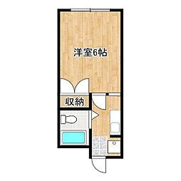 昇雲荘 1Kの間取図画像