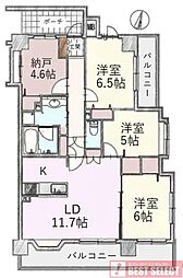 ダイアパレス川越西小仙波 3SLDKの間取図画像