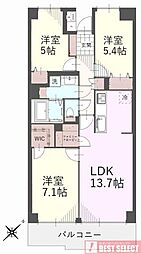 川越旭町ビューハイツ 3LDKの間取図画像