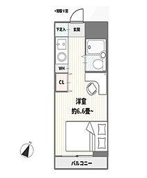 カーネ西早稲田 ワンルームの間取図画像