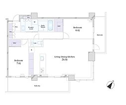 プラウドタワー千代田富士見レジデンス 2LDKの間取図画像