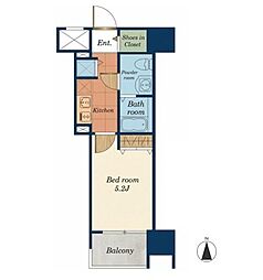 グローベル新大久保マスターズゲート 1Kの間取図画像