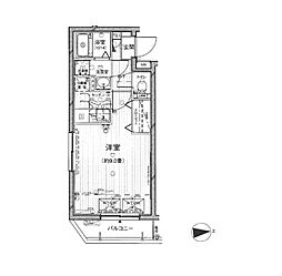 プレール・ドゥーク東新宿2 1Kの間取図画像
