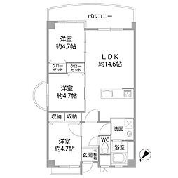 ロワールマンション周船寺 3LDKの間取図画像