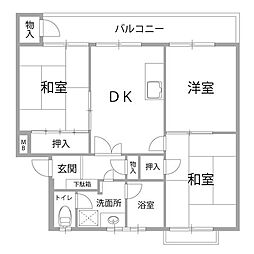 エメラルドマンション第2箱崎A 3DKの間取図画像