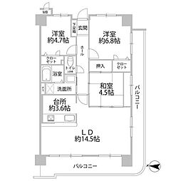 アーサー宗像リベックス 3LDKの間取図画像