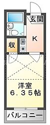 アクセスB棟 1Kの間取図画像