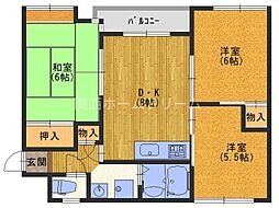 アヴニール1番館 3DKの間取図画像