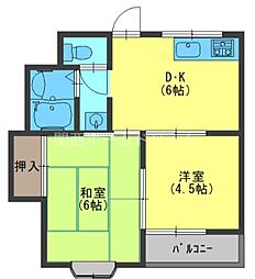 ウエストヒルズ神田 2DKの間取図画像
