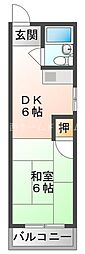 コーポ田中 1DKの間取図画像