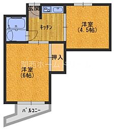 サンパレス 1Kの間取図画像