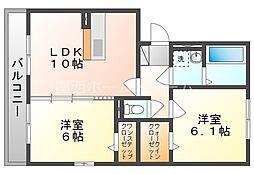 パレット 2LDKの間取図画像