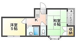 エムハイツ藤田 2Kの間取図画像