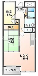 ラポート大日 2LDKの間取図画像