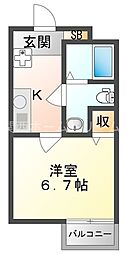 Delight門真 1Kの間取図画像
