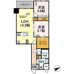 サンジョイアゼロ 2LDKの間取図画像
