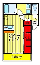 Ｖｉ　Ｃｈａｍｂｒｅ 3階ワンルームの間取り