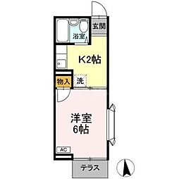 ブルミエ・ド・クレール　II 1階1Kの間取り