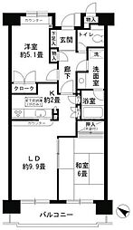 コースト・ヴィラ葛西臨海公園 6階2LDKの間取り