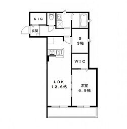 パステル・リオン 1階1SLDKの間取り