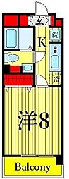 エクセリア東京イーストプレイス 2階1Kの間取り