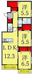 仮称 南葛西2丁目メゾン 3LDKの間取図画像