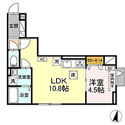 セレスティア大島 1LDKの間取図画像