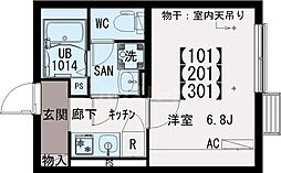 IXO江戸川II 2階1Kの間取り