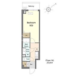 Alivis浦安 1Kの間取図画像