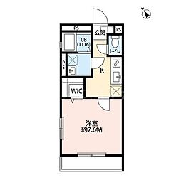 アムール本行徳 1Kの間取図画像