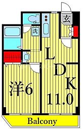 ツイン・コートE 1LDKの間取図画像