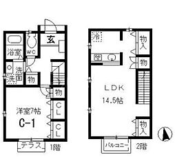 プルミエ葛西C棟 1LDKの間取図画像