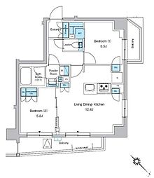 プレディアコート西葛西 2LDKの間取図画像
