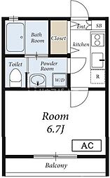 リリックコートひまわり 1Kの間取図画像