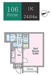 エトワールヴァリ プレリュード 1Kの間取図画像