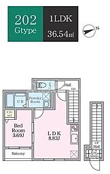 エトワールヴァリ プレリュード 1LDKの間取図画像