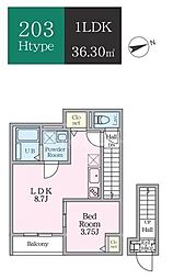 エトワールヴァリ プレリュード 1LDKの間取図画像