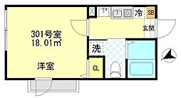 一之江新築アパート (仮名称) 1Kの間取図画像