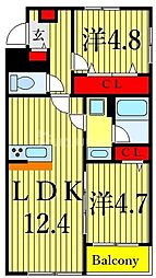 CHEVAL南葛西 2LDKの間取図画像