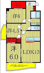 DeLCCSKASAI 3LDKの間取図画像