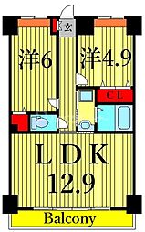 ピュアラ 2LDKの間取図画像