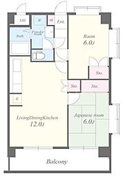インスコート 2LDKの間取図画像