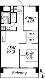 中葛西ハイツ 2LDKの間取図画像