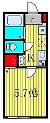 江戸川区鹿骨2丁目アパート 1Kの間取図画像