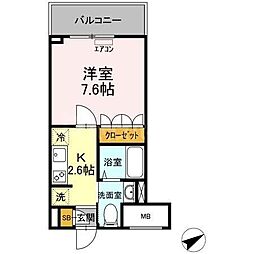 EastSideResidence 1Kの間取図画像